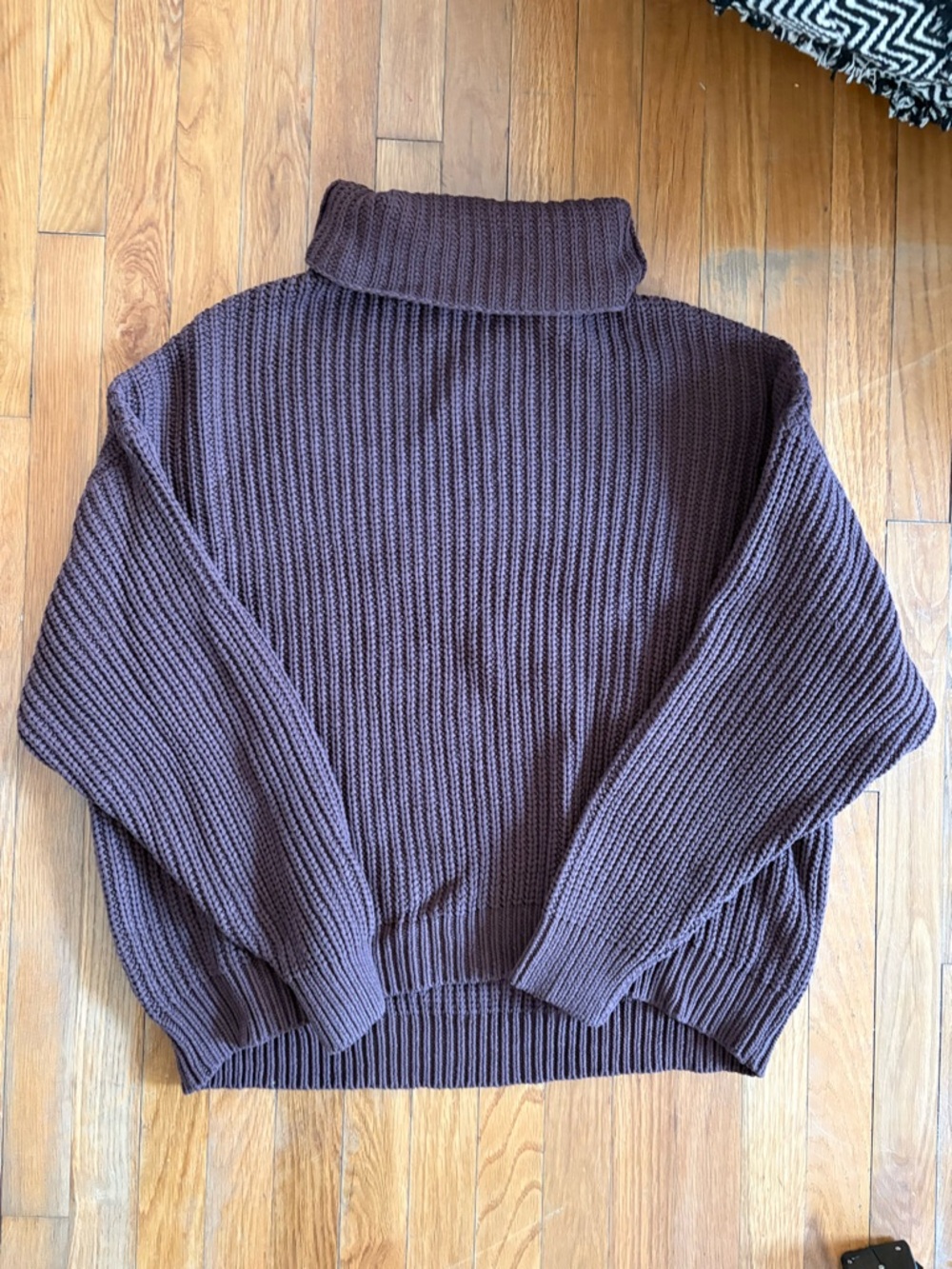 Free People Dark Brown Knit Turtleneck Sweater